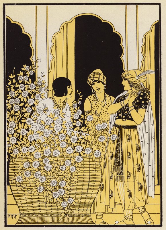 Floire og Blancheflor (farvelitografi) af Joseph Kuhn Regnier