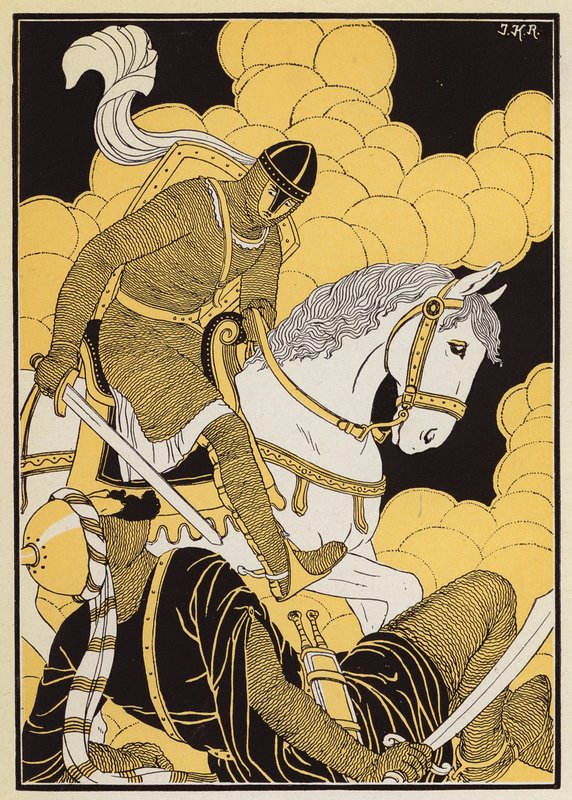 Le Combat de Guillaume Contre le Geant Corsolt (farvelitografi) af Joseph Kuhn Regnier