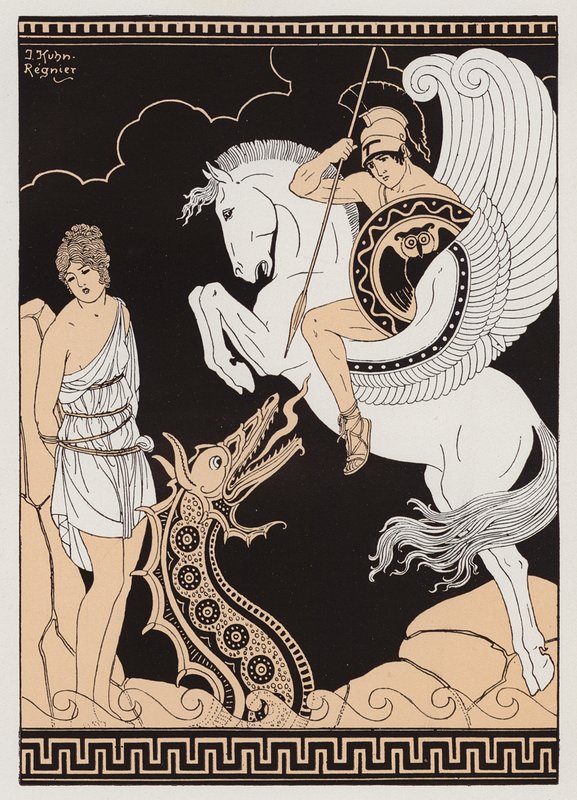 Perseus og Andromeda (farvelitografi) af Joseph Kuhn Regnier