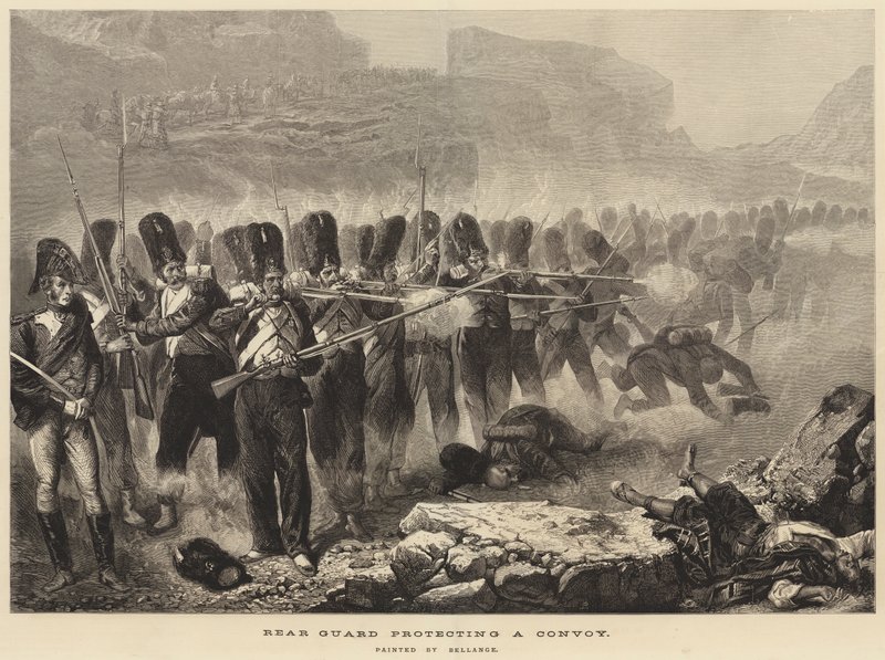Bagvagt beskytter en konvoj af Joseph Louis Hippolyte Bellange