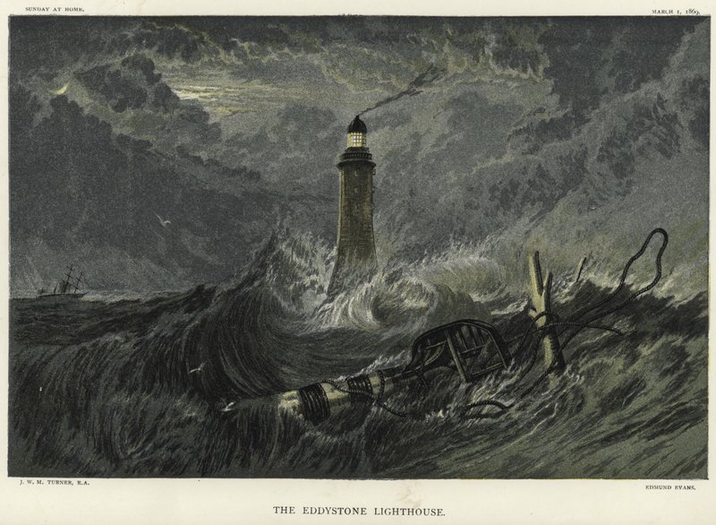 Eddystone Fyrtårn på Eddystone Rocks af Joseph Mallord William Turner