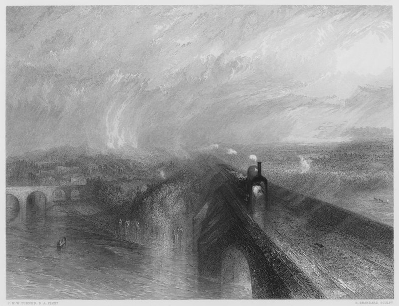 Regn, damp og fart, fra billedet i Nationalgalleriet af after Joseph Mallord William Turner