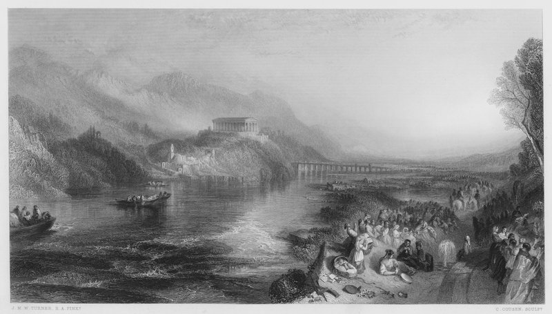Åbningen af Walhalla, fra billedet i Nationalgalleriet af after Joseph Mallord William Turner