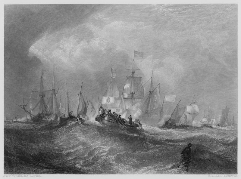 The Prince of Orange Landing at Torbay, fra billedet i Vernon Gallery af after Joseph Mallord William Turner