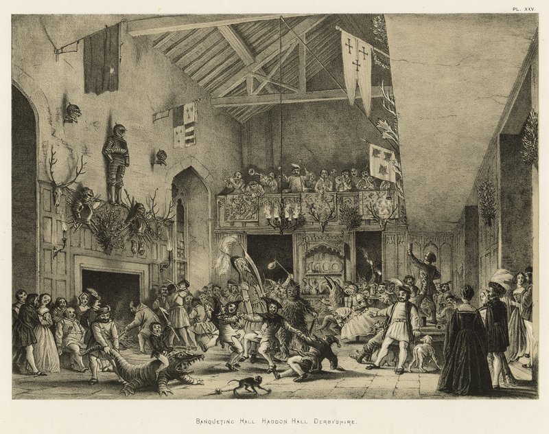 Bankethal, Haddon Hall, Derbyshire af Joseph Nash