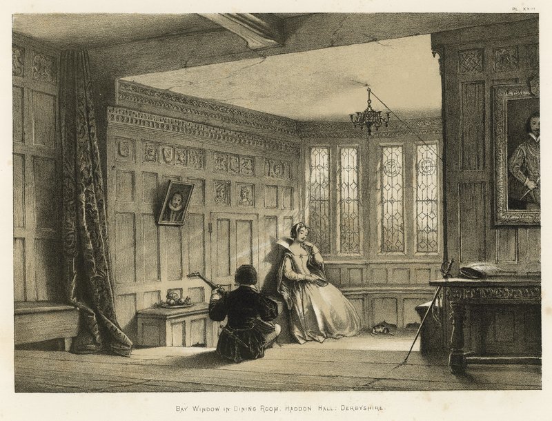 Karnap i spisestuen, Haddon Hall, Derbyshire af Joseph Nash
