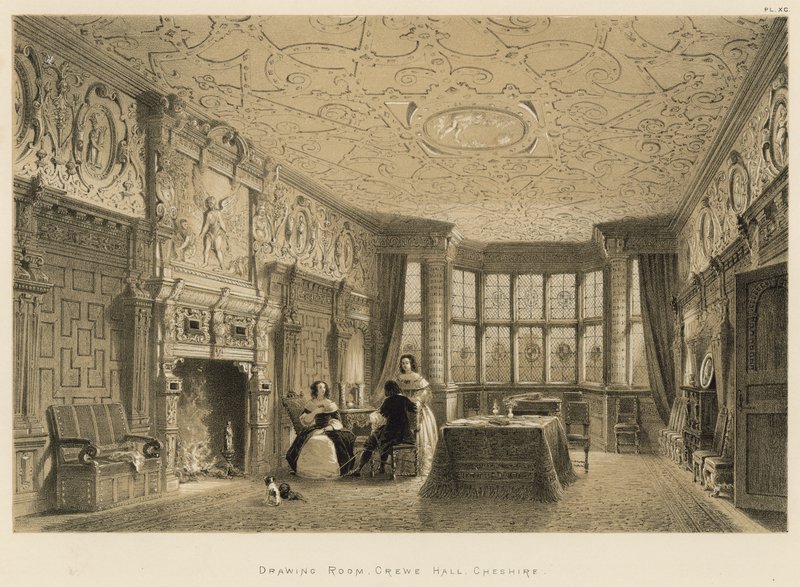 Tegnestue, Crewe Hall, Cheshire af Joseph Nash