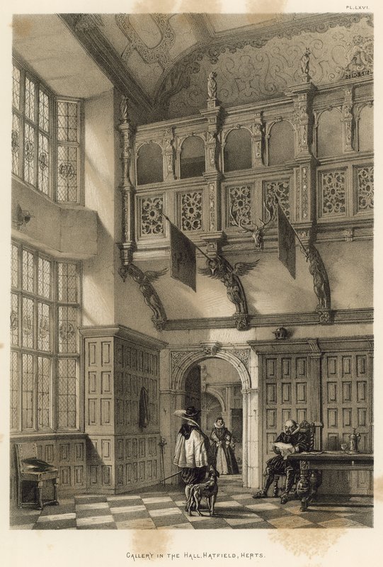 Galleri i Hall, Hatfield, Herts af Joseph Nash