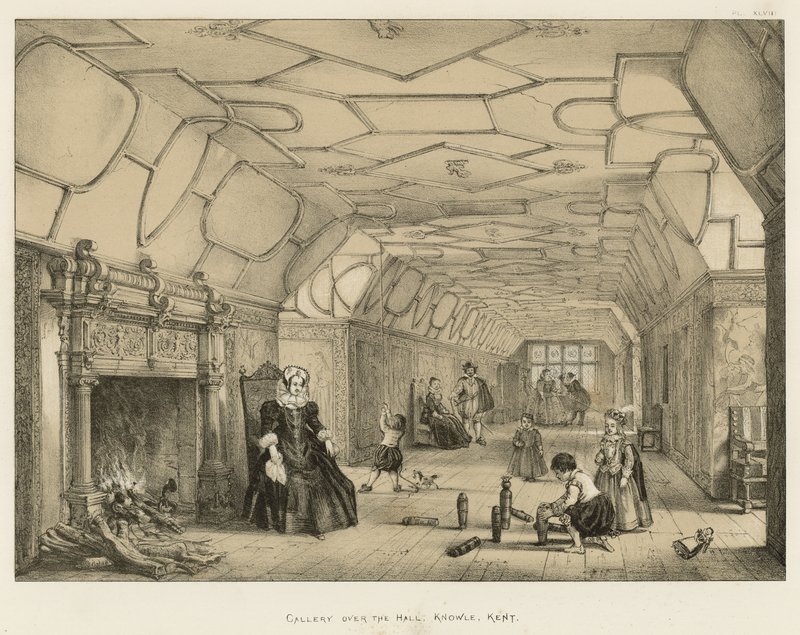Galleri over Hall, Knowle, Kent af Joseph Nash
