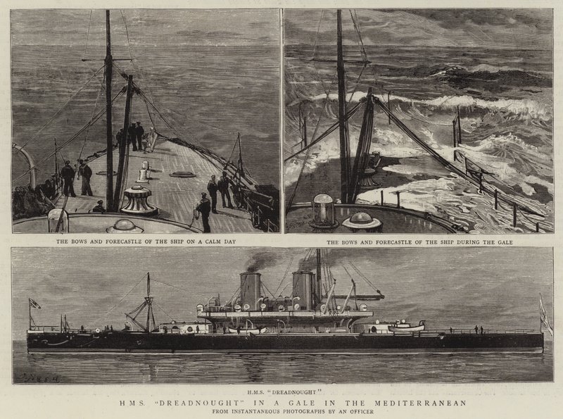 H M S Dreadnought i en kuling i Middelhavet af Joseph Nash