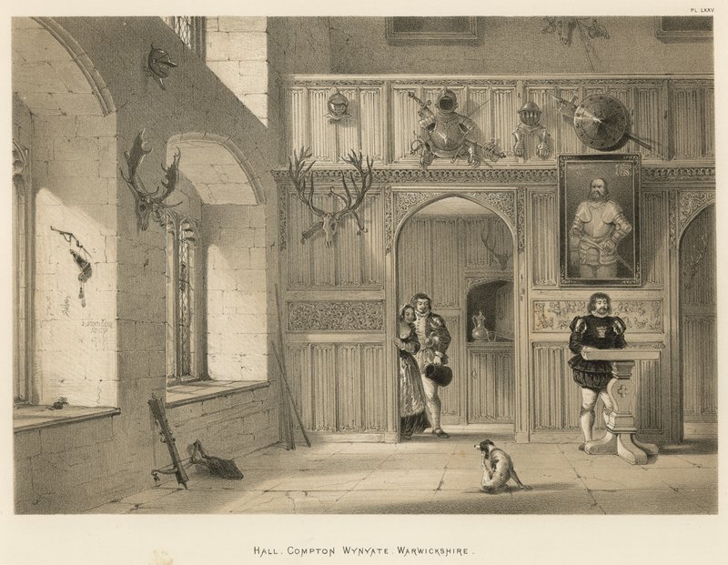 Hall, Compton Wynyates, Warwickshire af Joseph Nash