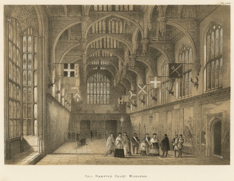 Hall, Hampton Court, Middlesex af Joseph Nash