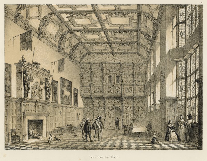Hall, Hatfield, Herts af Joseph Nash