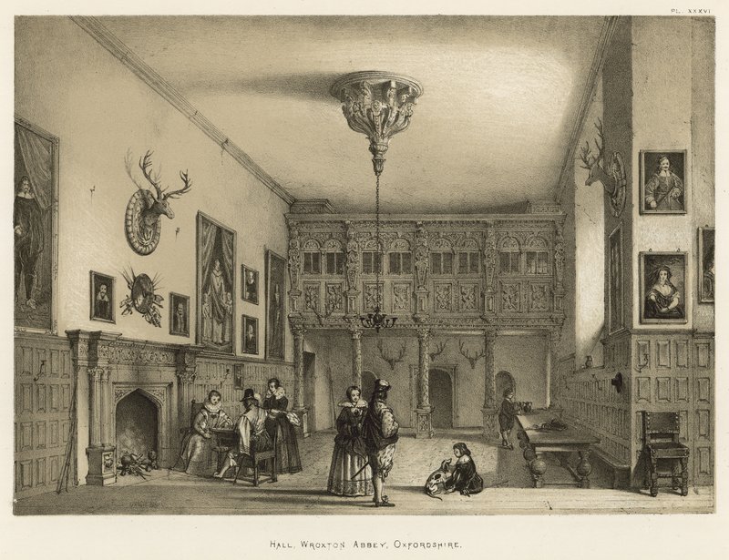 Hall, Wroxton Abbey, Oxfordshire af Joseph Nash