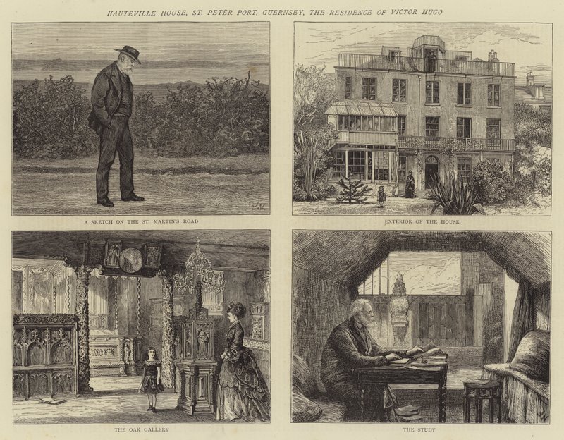 Hauteville House, St. Peter Port, Guernsey, Victor Hugos residens af Joseph Nash