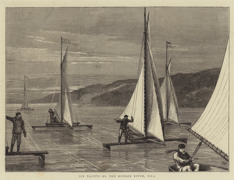 Ice Yachts på Hudson River, USA af Joseph Nash