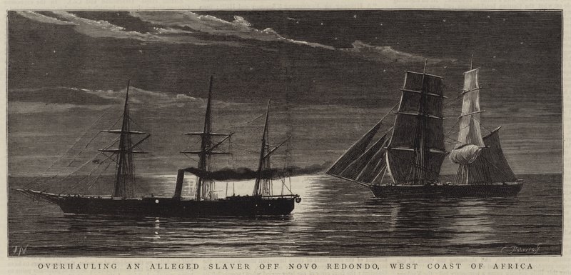 Overhaling af en påstået slaver ud for Novo Redondo, Afrikas vestkyst af Joseph Nash