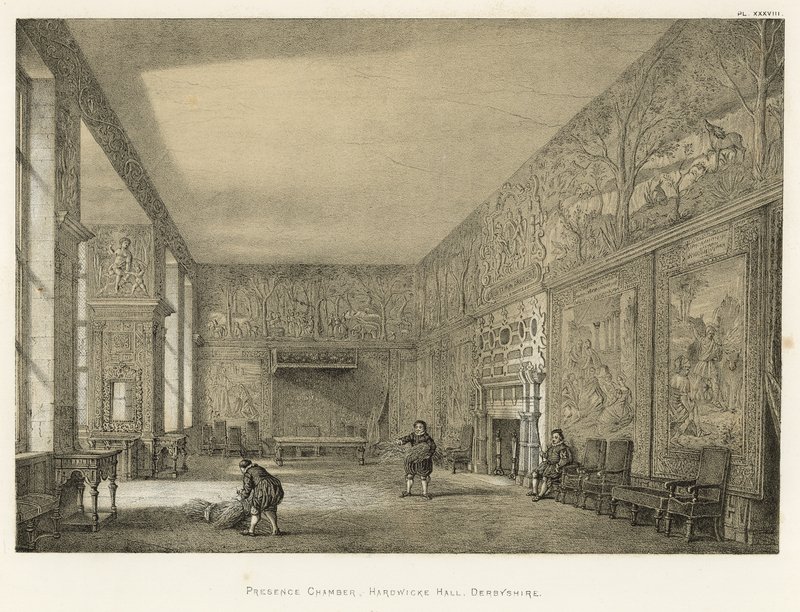 Tilstedeværelseskammer, Hardwicke Hall, Derbyshire af Joseph Nash