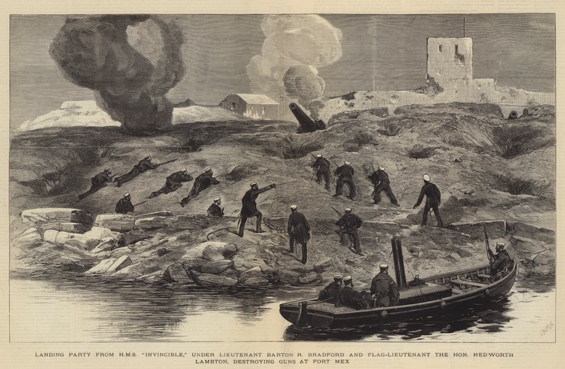 Bombardementet af Alexandria, Landing Party fra HMS Invincible, under løjtnant Barton R Bradford og flag-løjtnant den ærede Hedworth Lambton, der ødelægger våben ved Fort Mex af Joseph Nash