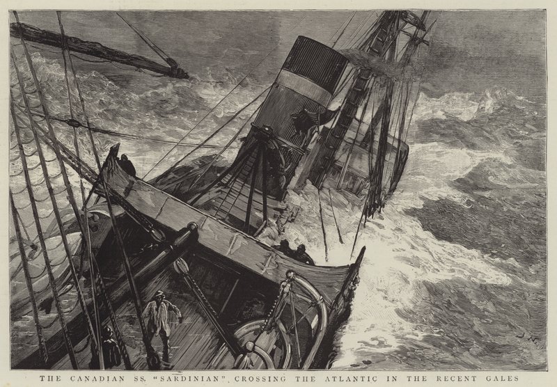 Det canadiske SS Sardinian på vej over Atlanterhavet i de seneste vindstød af Joseph Nash