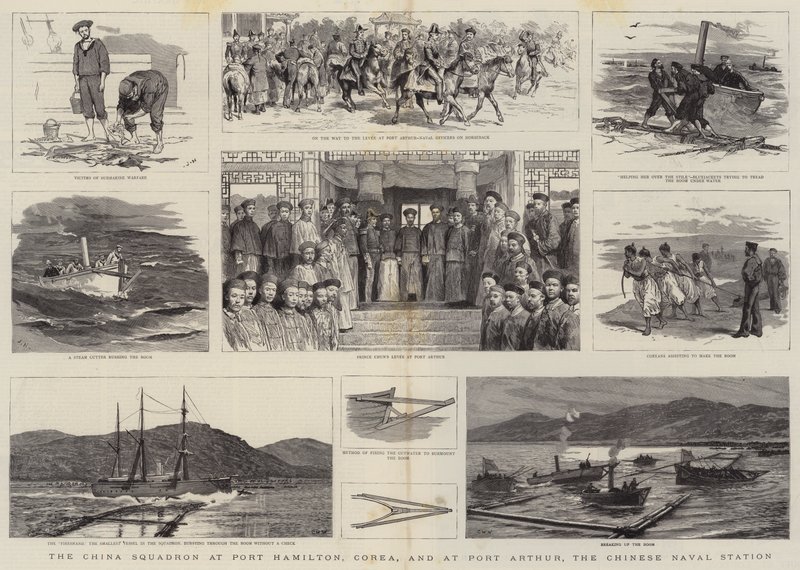 China Squadron i Port Hamilton, Corea, og ved Port Arthur, den kinesiske flådestation af Joseph Nash