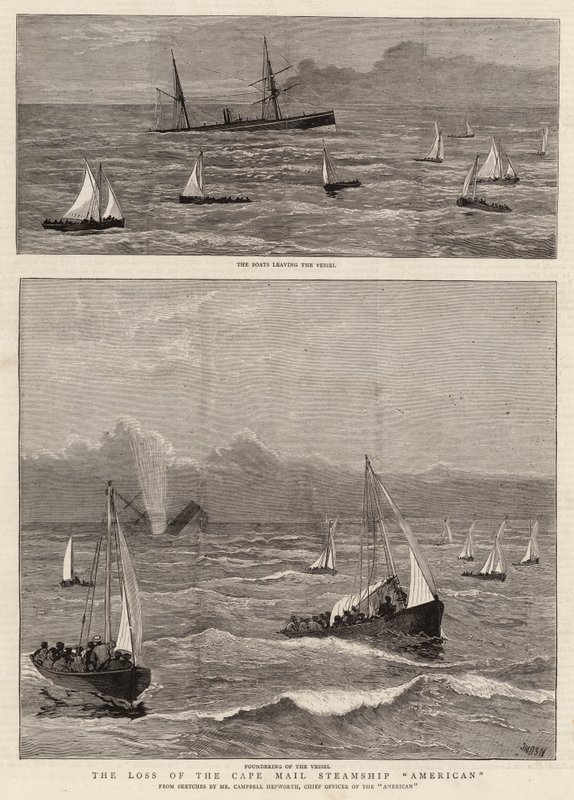 Tabet af Cape Mail Steamship American af Joseph Nash