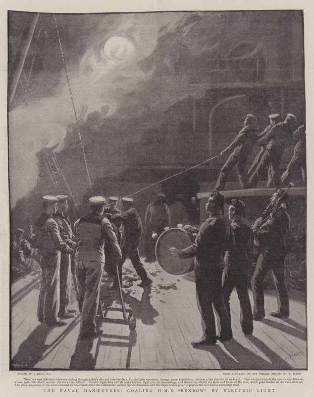 Sømanøvrerne, der samler HMS Benbow af Electric Light af Joseph Nash