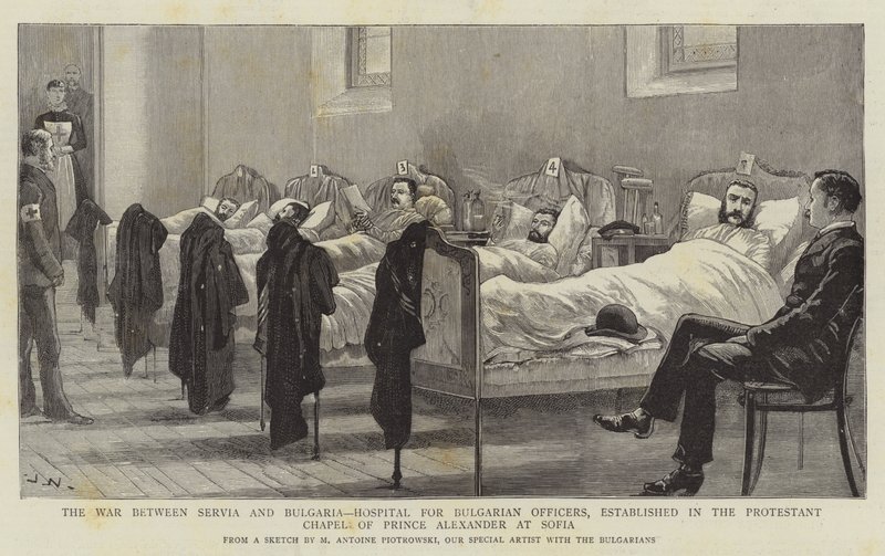 Krigen mellem Serbien og Bulgarien, Hospital for bulgarske officerer, etableret i Prins Alexanders protestantiske kapel i Sofia af Joseph Nash