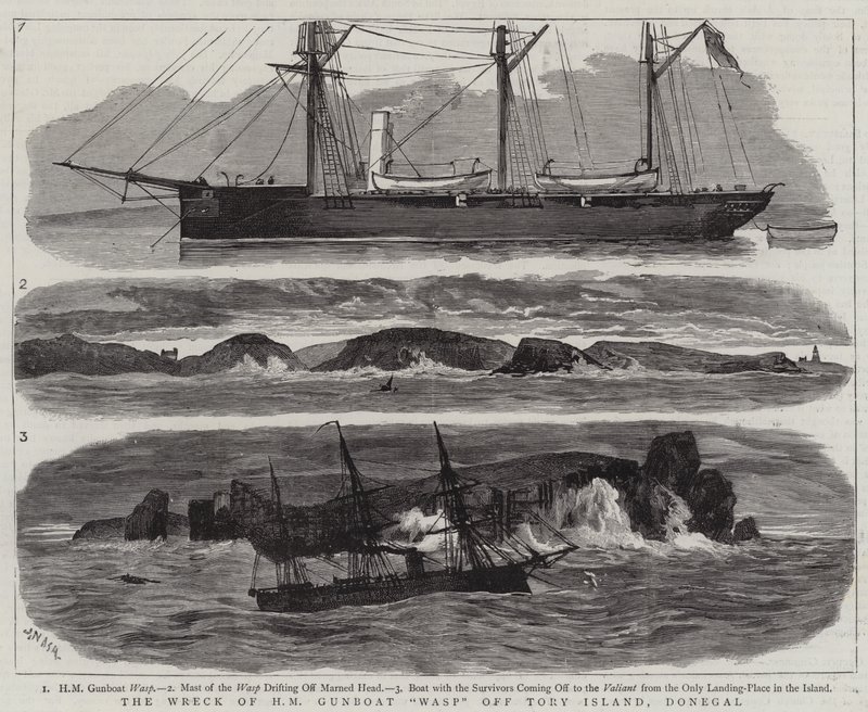 Vraget af HM Gunboat Wasp ud for Tory Island, Donegal af Joseph Nash