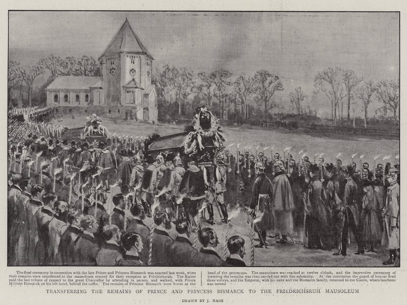 Overførsel af resterne af prins og prinsesse Bismarck til Friedrichsruh-mausoleet af Joseph Nash