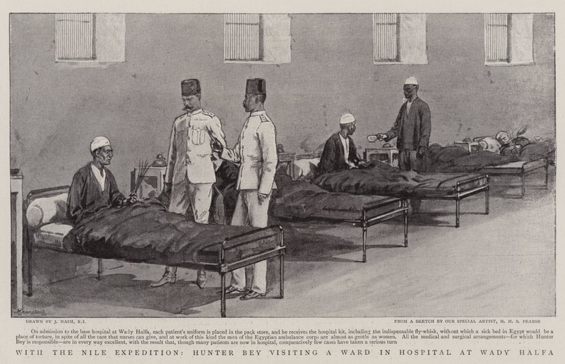 Med Nile Ekspeditionen besøgte Hunter Bey en afdeling på hospitalet i Wady Halfa af Joseph Nash