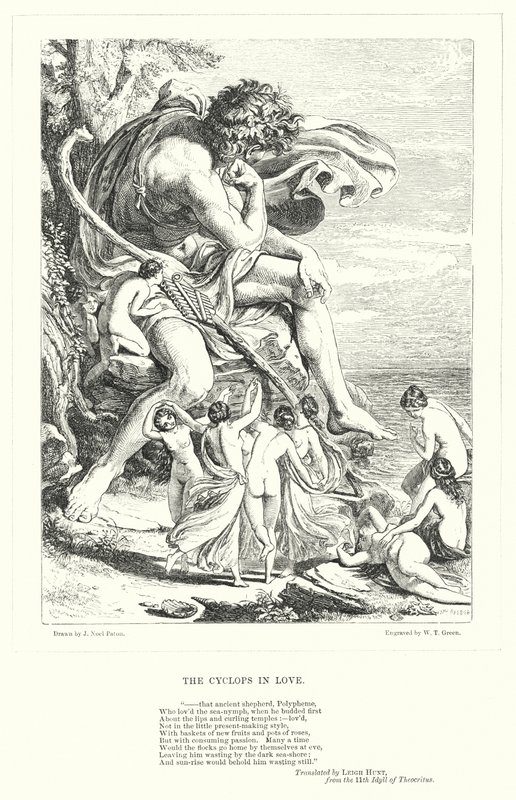 The Cyclops in Love (gravering) af Joseph Noel (after) Paton
