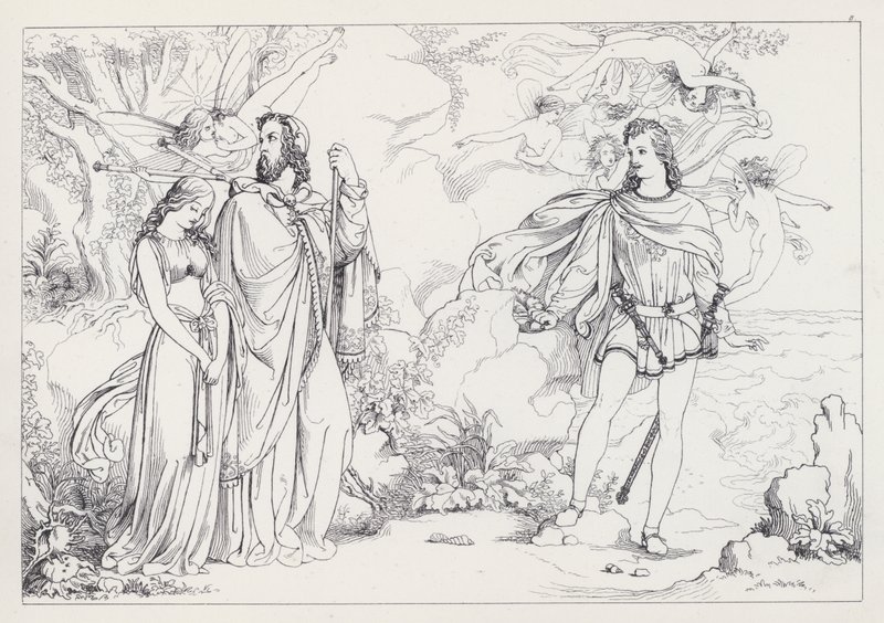 Shakespeares Stormen, 1. akt, scene 2 af Joseph Noel after Paton