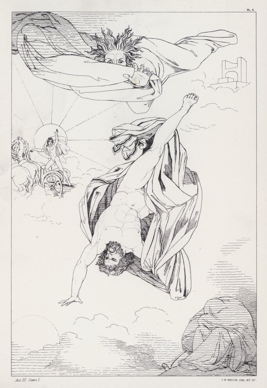 Shelleys Prometheus Ubundet, Akt III, Scene 1 af Joseph Noel after Paton