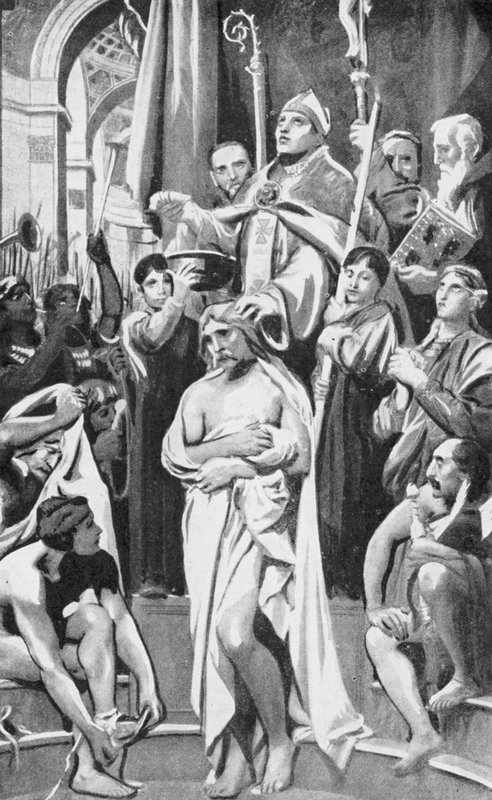 Klodvigs dåb (litografi) af Joseph Paul (after) Blanc