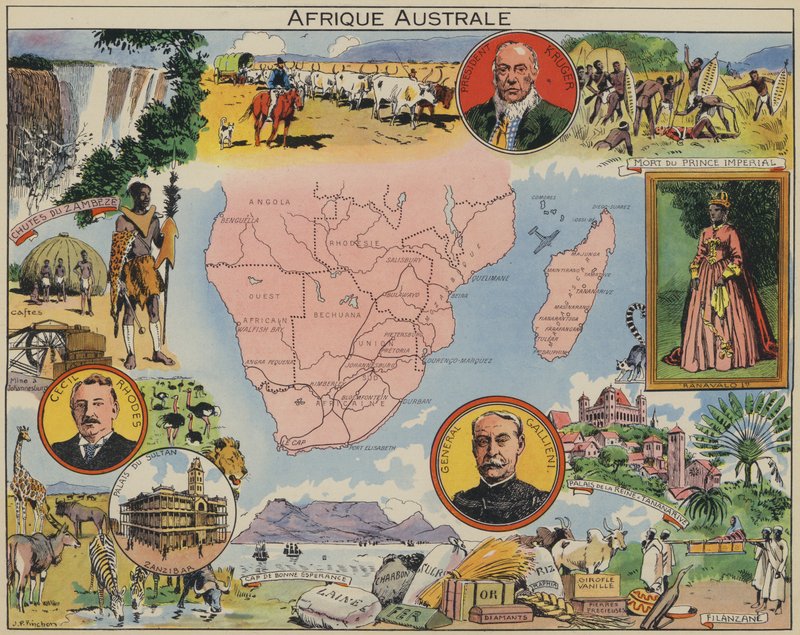 Det sydlige Afrika (farvelitografi) af Joseph Porphyre Pinchon