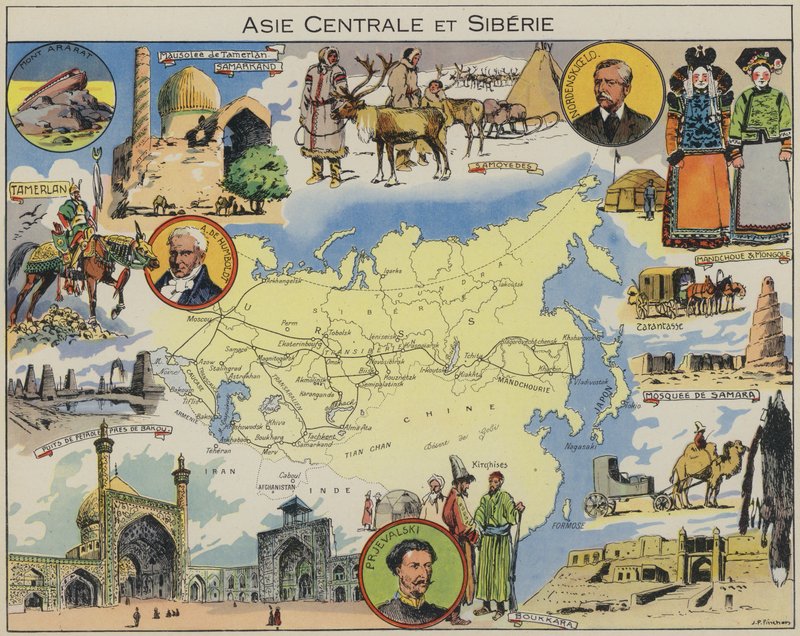 Centralasien og Sibirien (farvelitografi) af Joseph Porphyre Pinchon