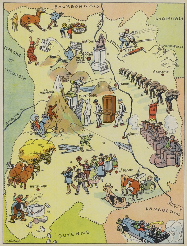 Auvergne (farvelitografi) af Joseph Porphyre Pinchon