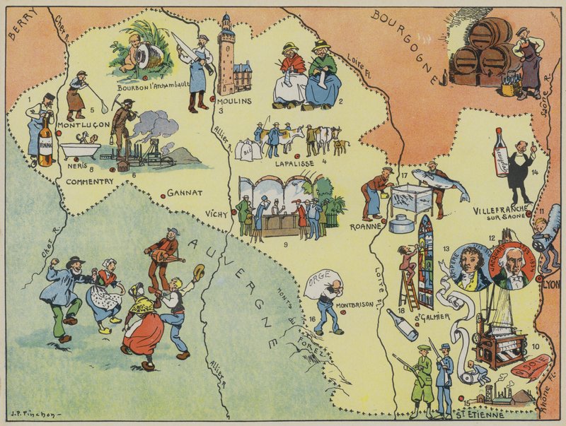 Bourbonnais-Lyonnais (farvelitografi) af Joseph Porphyre Pinchon