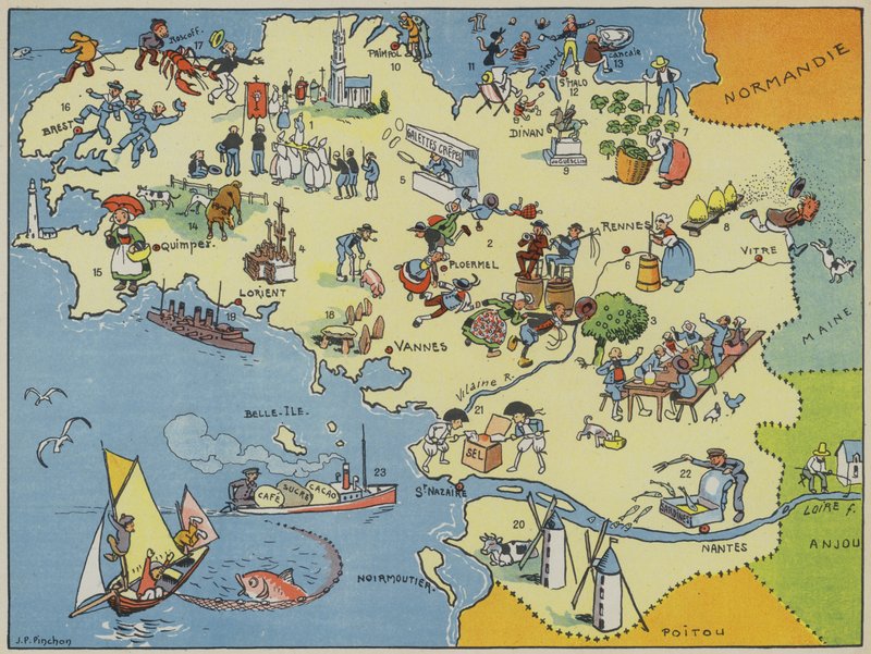 Bretagne (farvelitografi) af Joseph Porphyre Pinchon
