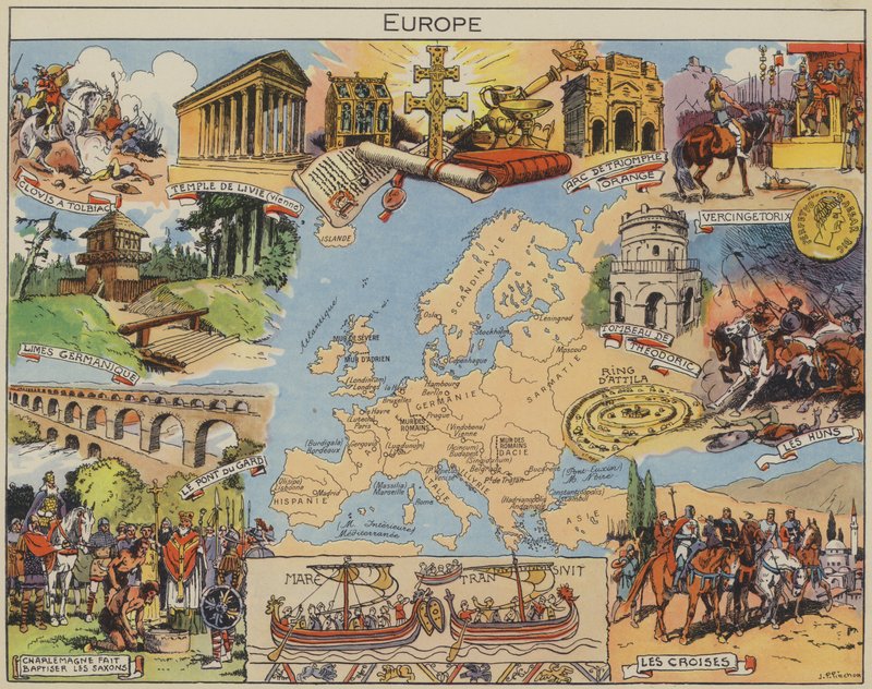 Europa (farvelitografi) af Joseph Porphyre Pinchon