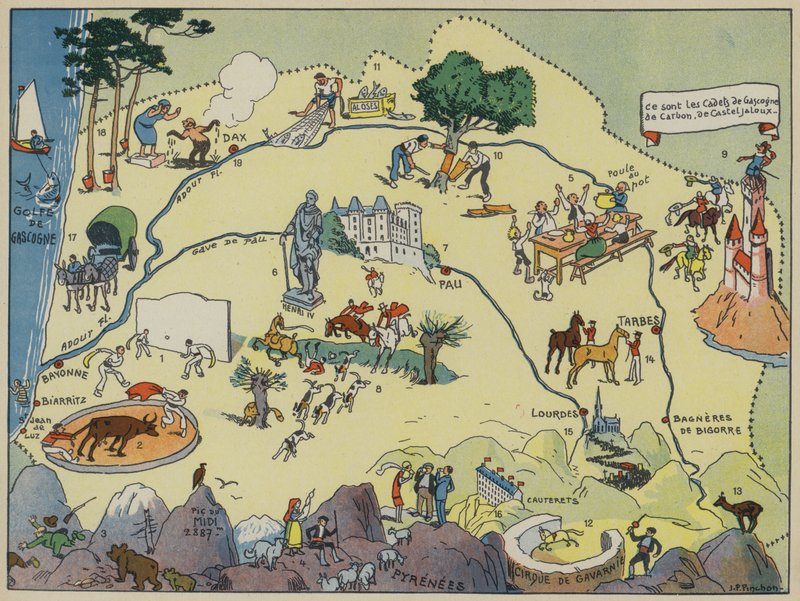 Gascogne-Bearn (farvelitografi) af Joseph Porphyre Pinchon