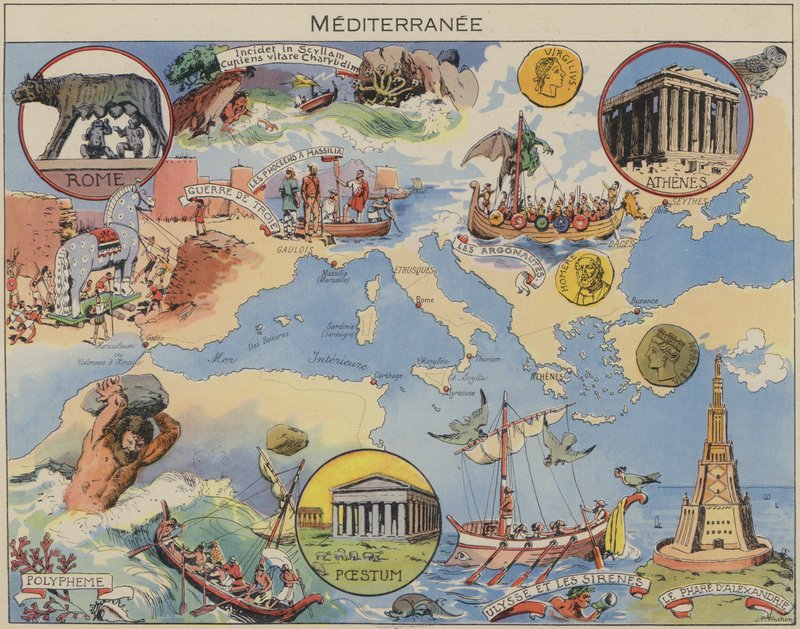 Mediterranee (farvelitografi) af Joseph Porphyre Pinchon
