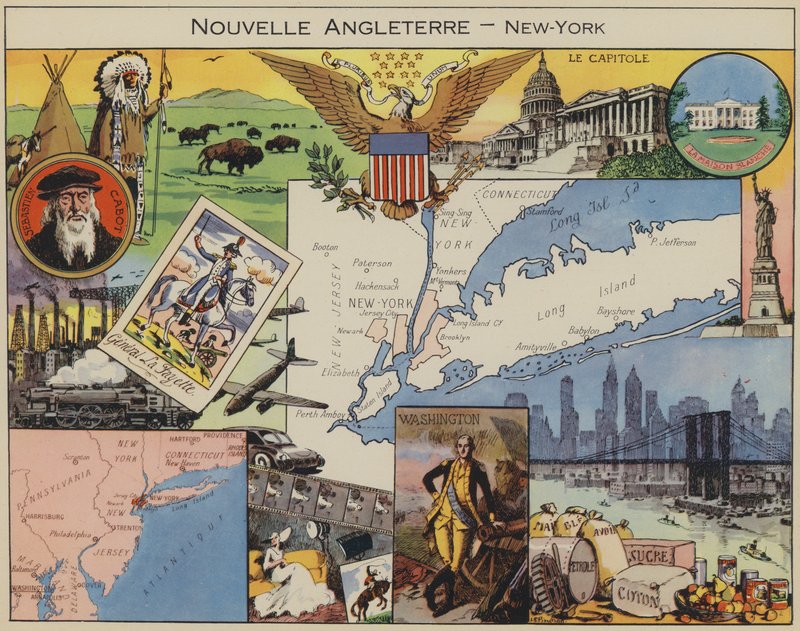 New England, New York (farvelitografi) af Joseph Porphyre Pinchon