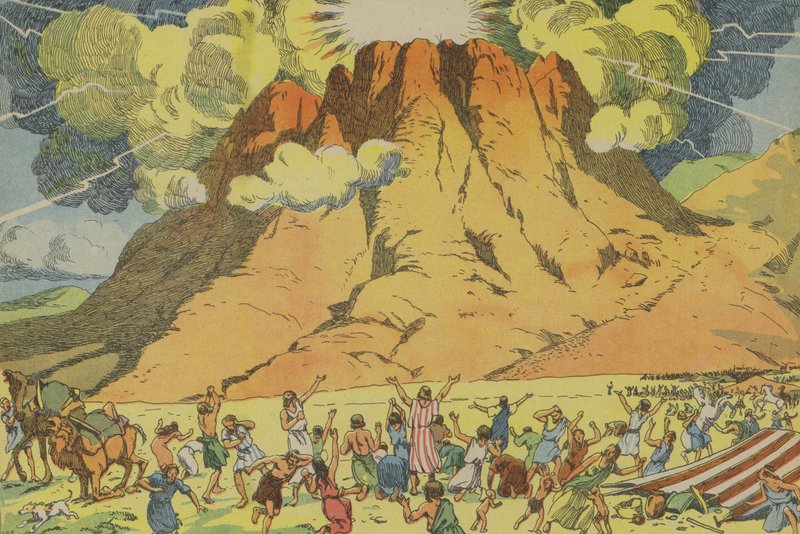 Bekendtgørelse af de ti bud (farvelitografi) af Joseph Porphyre Pinchon