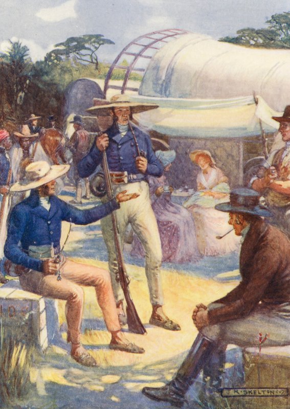 1820 Nybyggere og deres boerkonvojer (farvelitografi) af Joseph Ratcliffe (after) Skelton