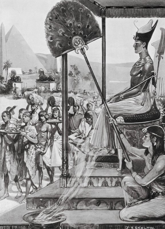 Bringer hyldest til Ramses II, XIX. dynasti (litografi) af Joseph Ratcliffe (after) Skelton