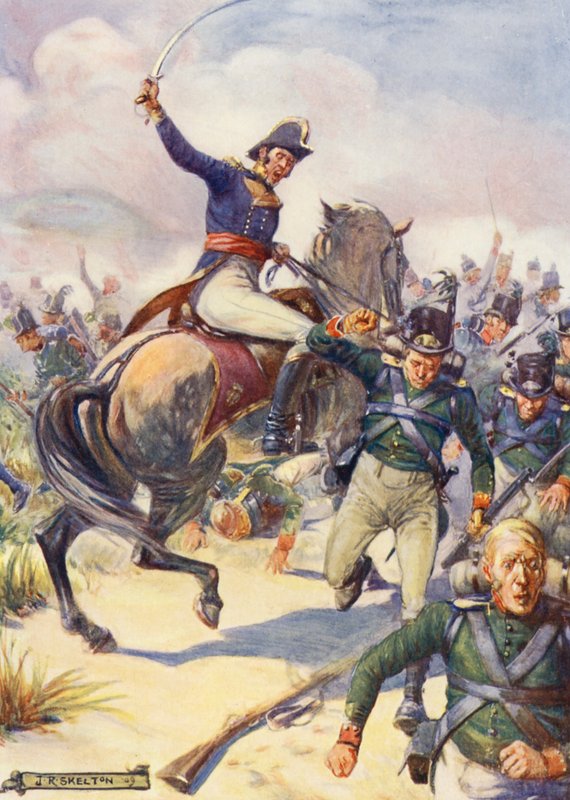 General Janssens i slaget ved Blaauwberg (farvelitografi) af Joseph Ratcliffe (after) Skelton