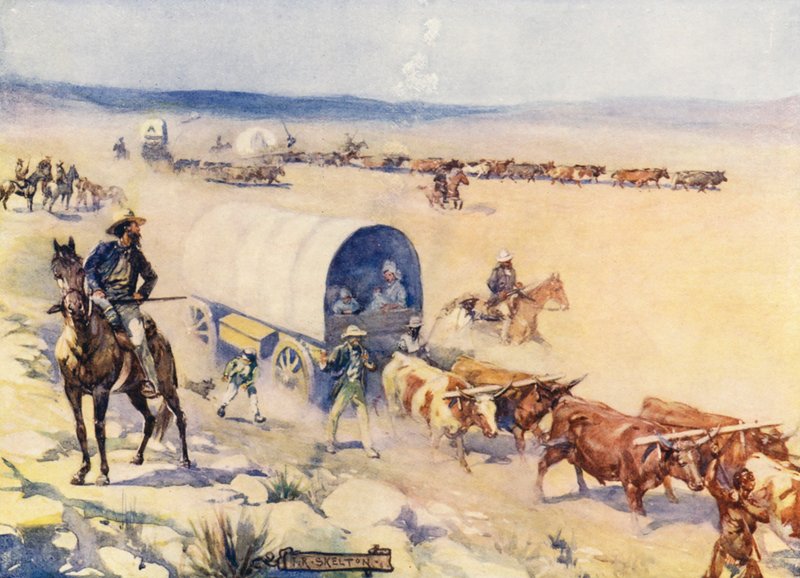 The Voor-Trekkers (farvelitografi) af Joseph Ratcliffe (after) Skelton