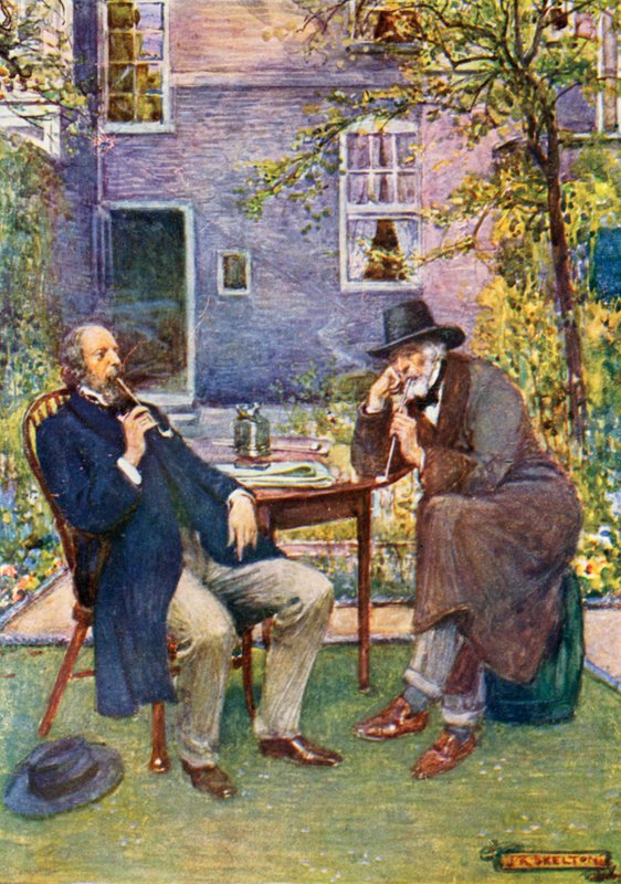 Carlyle (til højre) og Tennyson taler og ryger af Joseph Ratcliffe Skelton